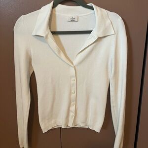 Wilfred Cream Ribbed Cardigan